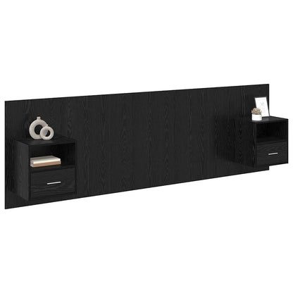 Headboard with Cabinet 3 pcs Black Oak Engineered Wood