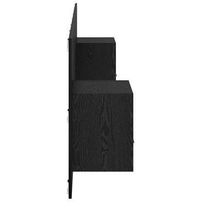 Headboard with Cabinet 3 pcs Black Oak Engineered Wood