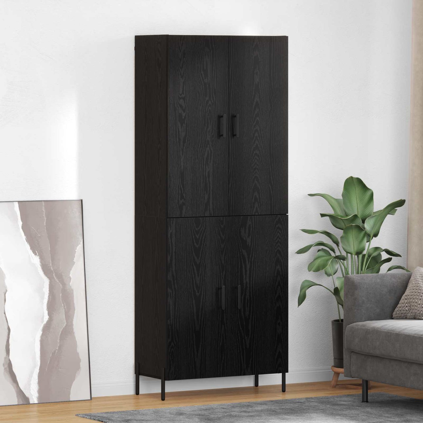 Highboard Black Oak 69.5 x 34 x 180 cm Engineered Wood