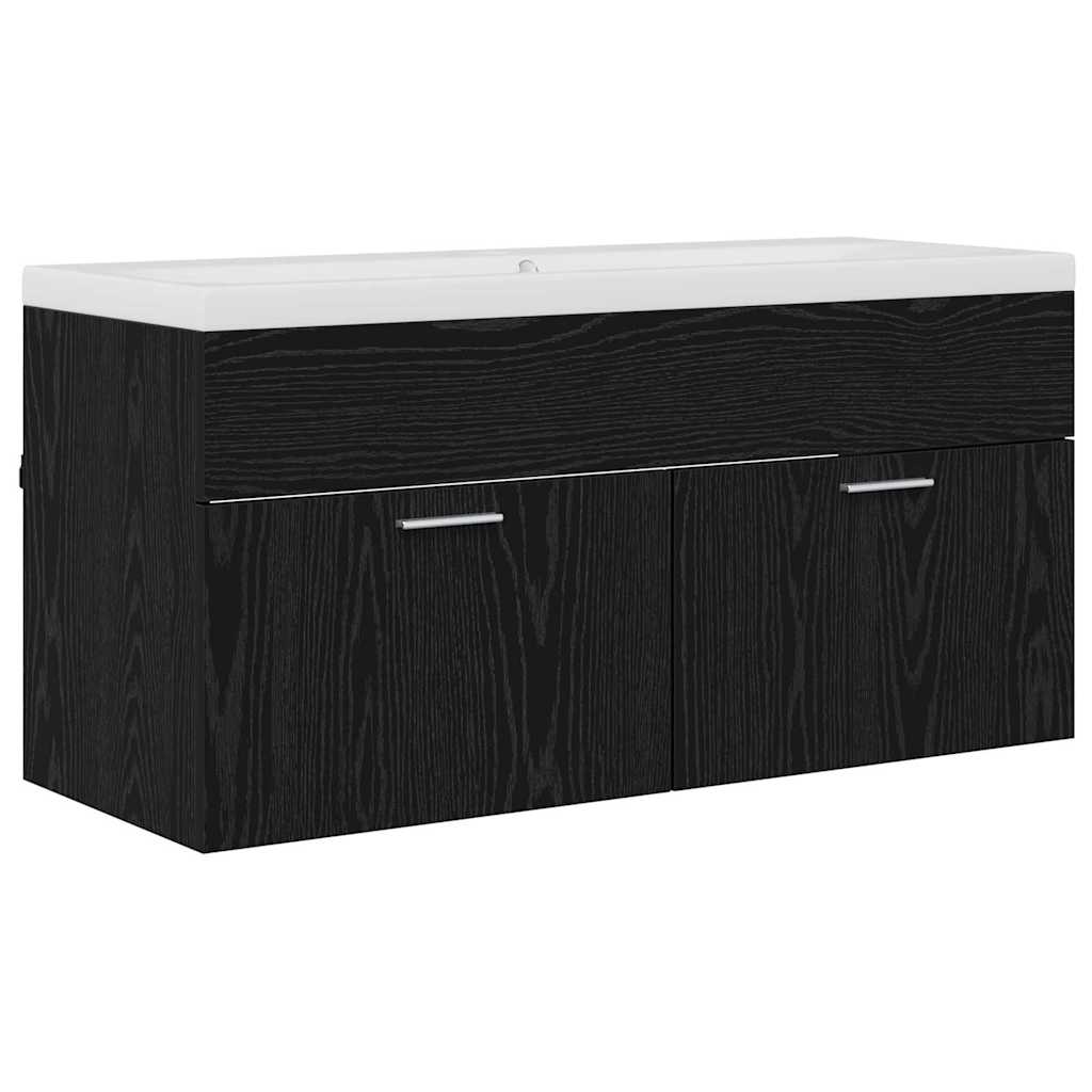 Bathroom Cabinet Black Oak 100 x 38.5 x 46 cm Engineered Wood