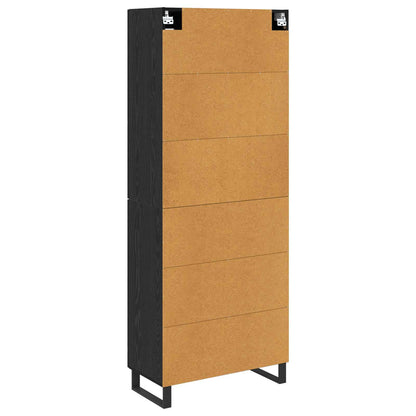 Highboard with Drawer 2 pcs Black Oak Engineered Wood and Glass
