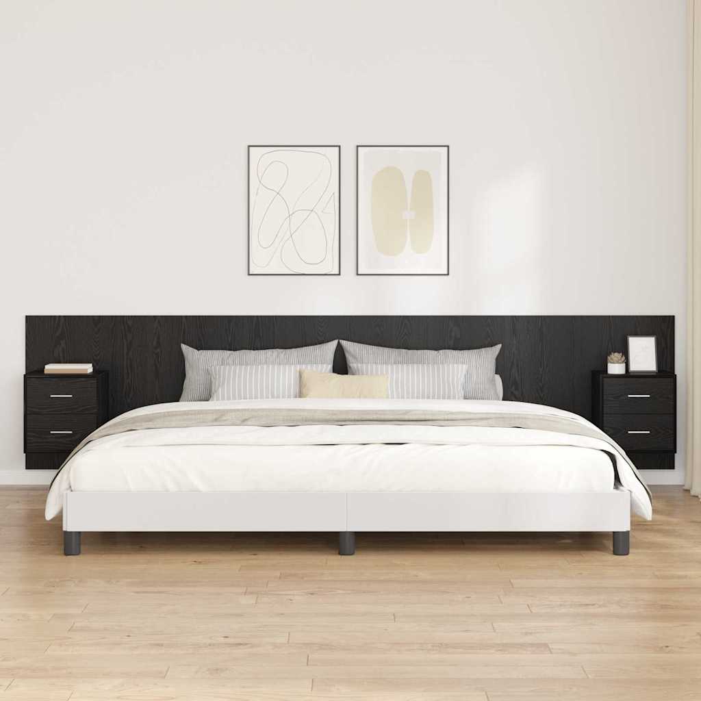 Headboard with Cabinet 3 pcs Black Oak Engineered Wood