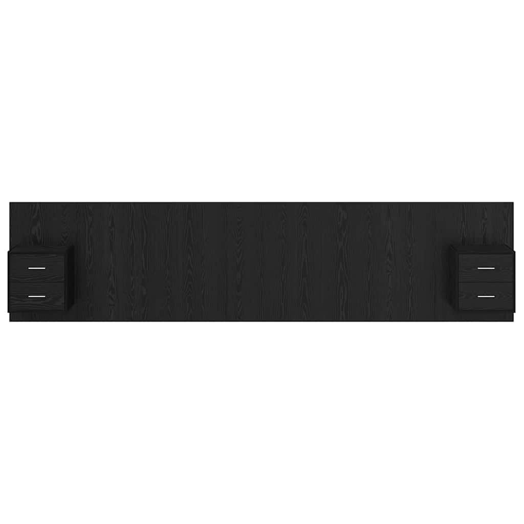 Headboard with Cabinet 3 pcs Black Oak Engineered Wood
