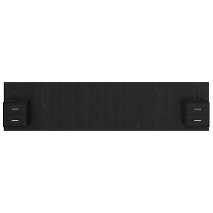 Headboard with Cabinet 3 pcs Black Oak Engineered Wood
