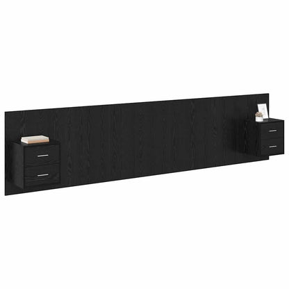 Headboard with Cabinet 3 pcs Black Oak Engineered Wood