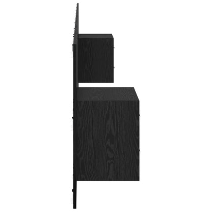 Headboard with Cabinet 3 pcs Black Oak Engineered Wood