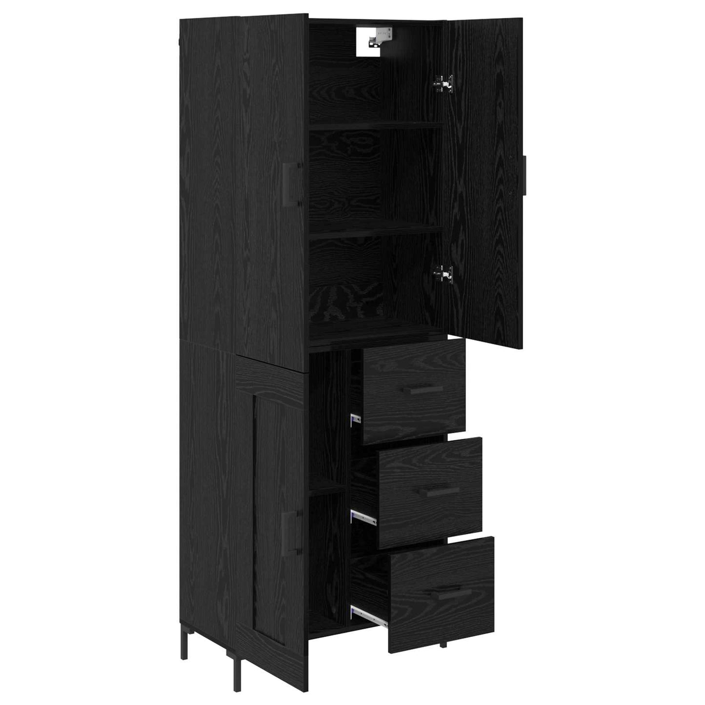 Highboard Black Oak 69.5 x 34 x 180 cm Engineered Wood