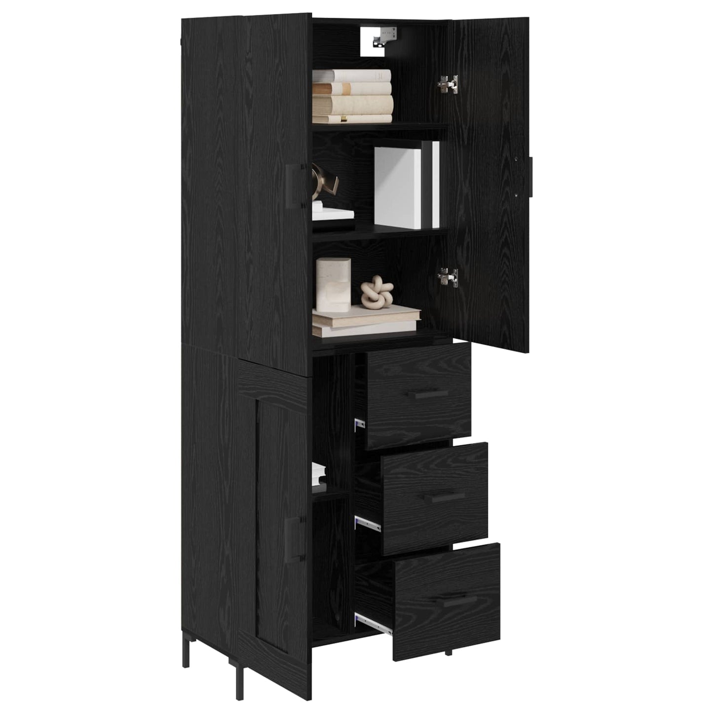 Highboard Black Oak 69.5 x 34 x 180 cm Engineered Wood