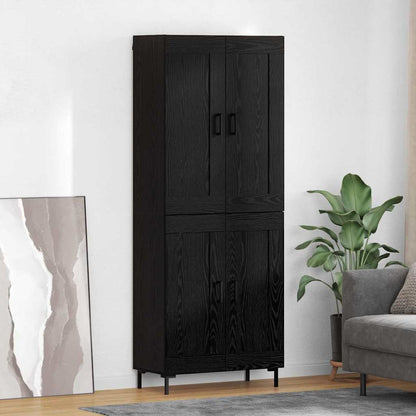 Highboard 2 pcs Black Oak Engineered Wood