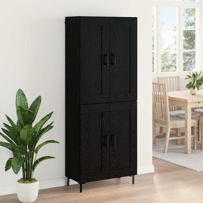 Highboard 2 pcs Black Oak Engineered Wood