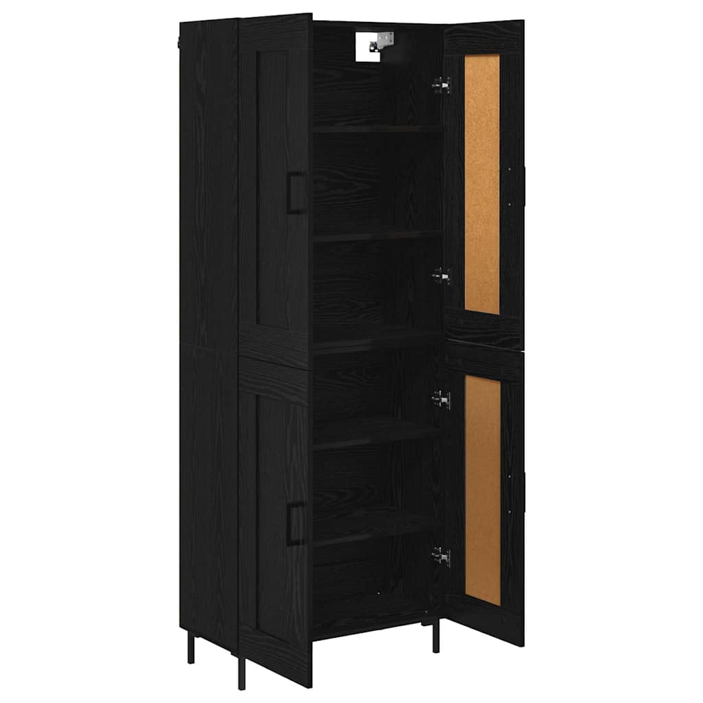 Highboard 2 pcs Black Oak Engineered Wood
