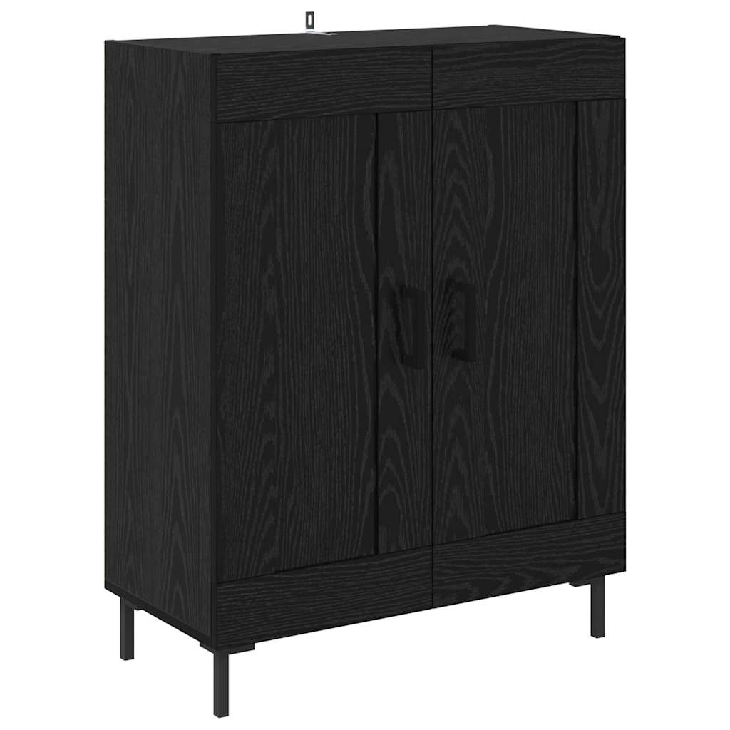 Highboard 2 pcs Black Oak Engineered Wood