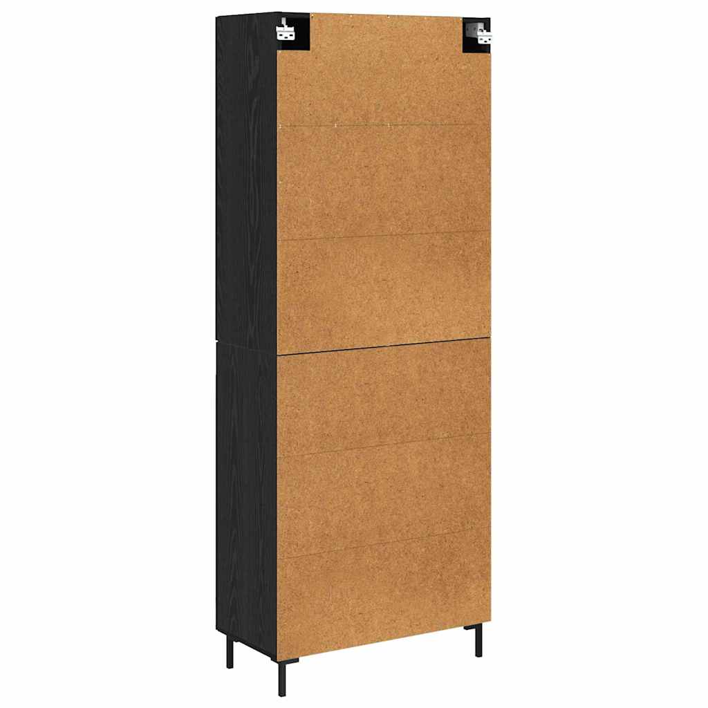 Highboard 2 pcs Black Oak Engineered Wood