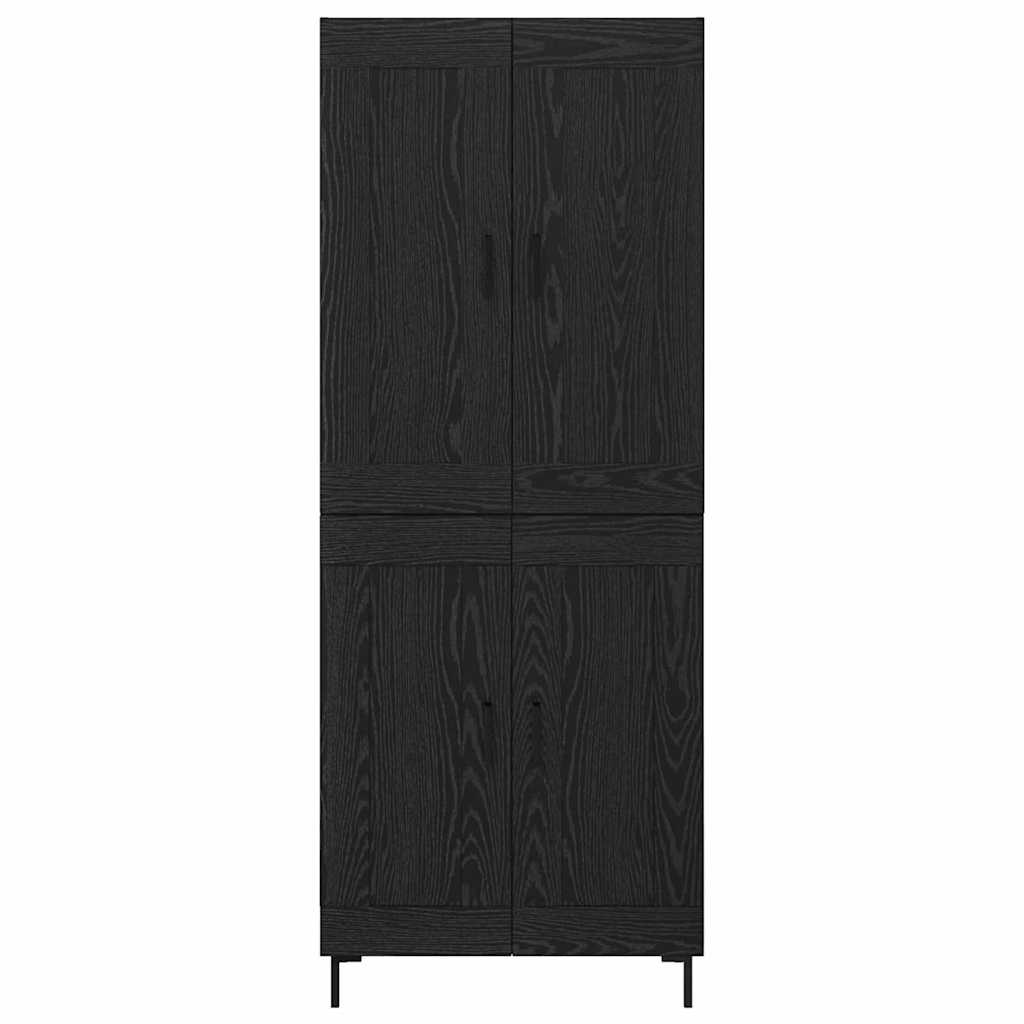 Highboard 2 pcs Black Oak Engineered Wood
