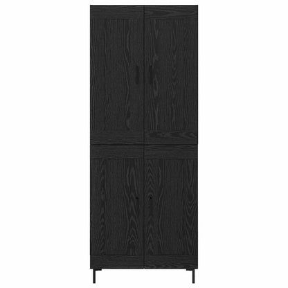 Highboard 2 pcs Black Oak Engineered Wood