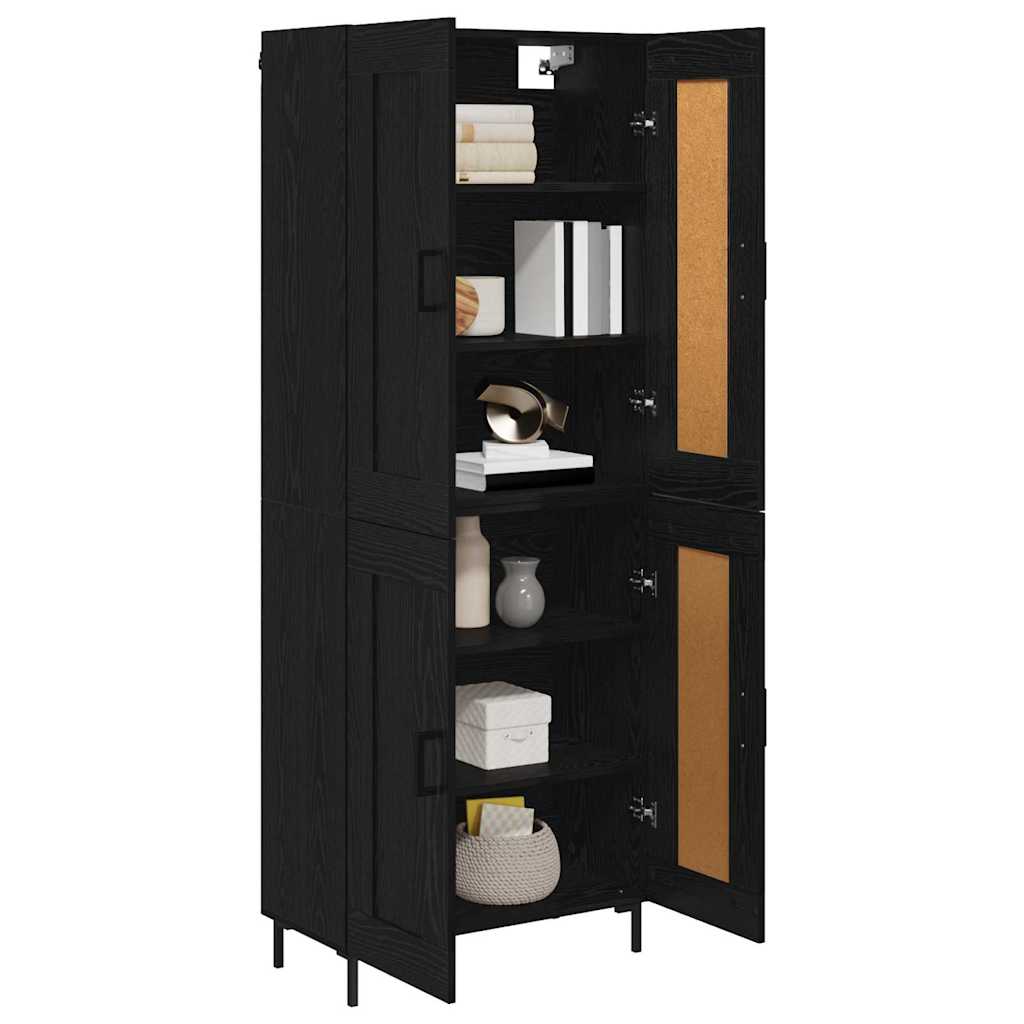 Highboard 2 pcs Black Oak Engineered Wood