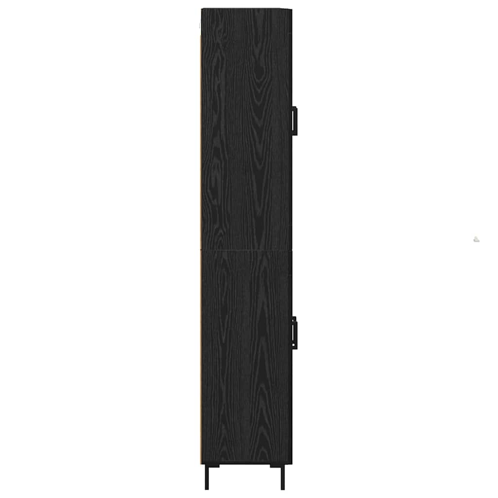 Highboard 2 pcs Black Oak Engineered Wood