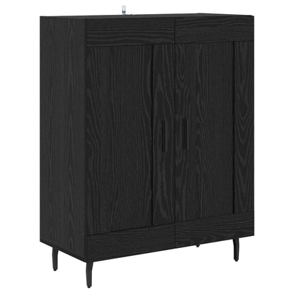 Highboard 2 pcs Black oak Engineered Wood and Glass