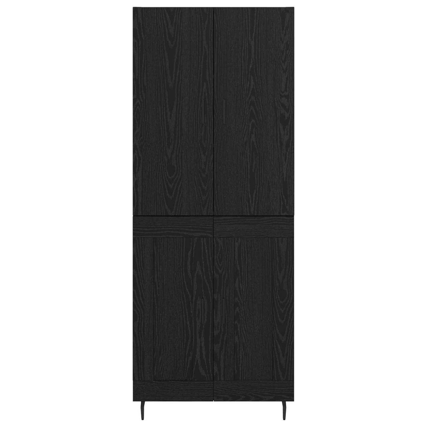 Highboard 2 pcs Black oak Engineered Wood and Glass