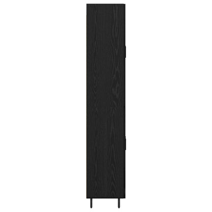 Highboard 2 pcs Black oak Engineered Wood and Glass