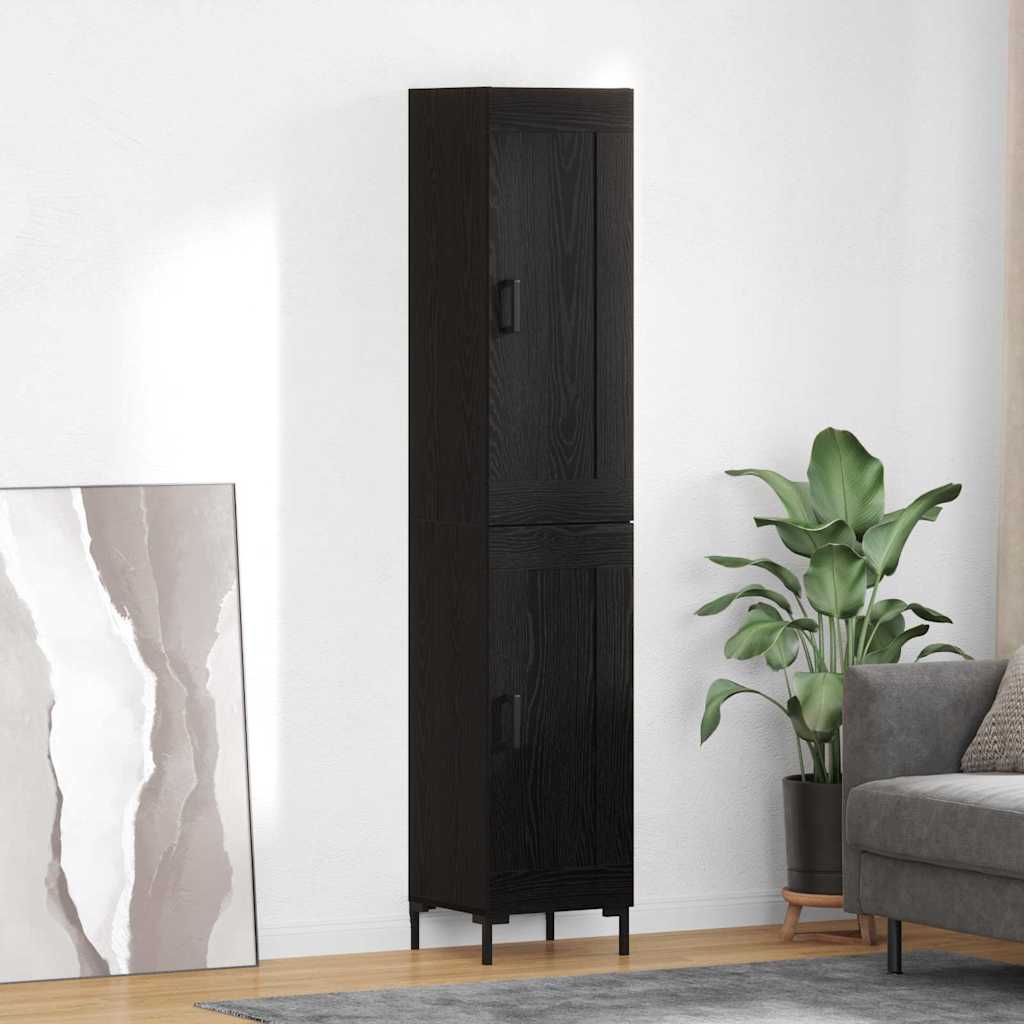 Highboard Black Oak 34.5 x 34 x 180 cm Engineered Wood