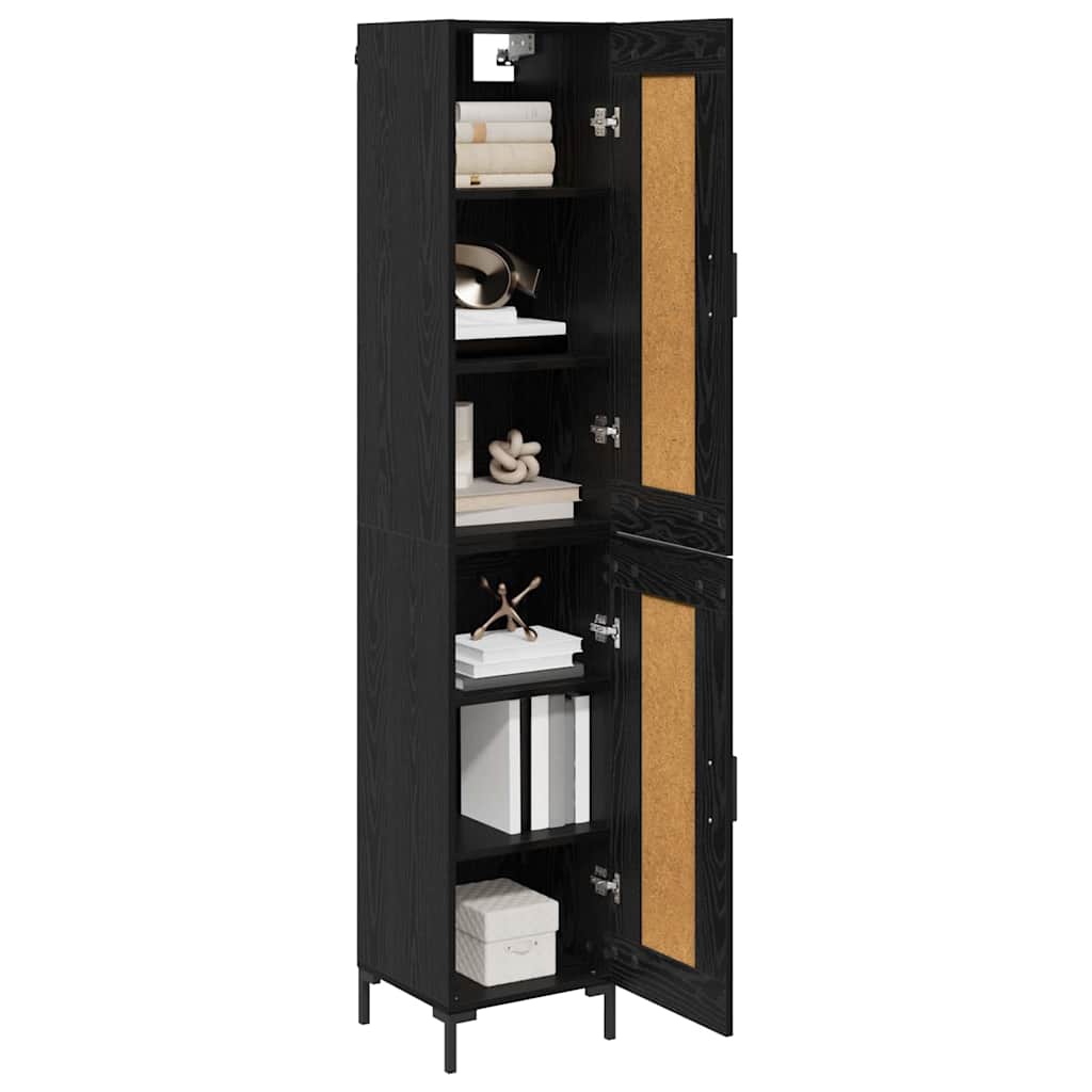 Highboard Black Oak 34.5 x 34 x 180 cm Engineered Wood