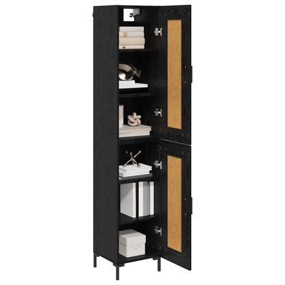 Highboard Black Oak 34.5 x 34 x 180 cm Engineered Wood