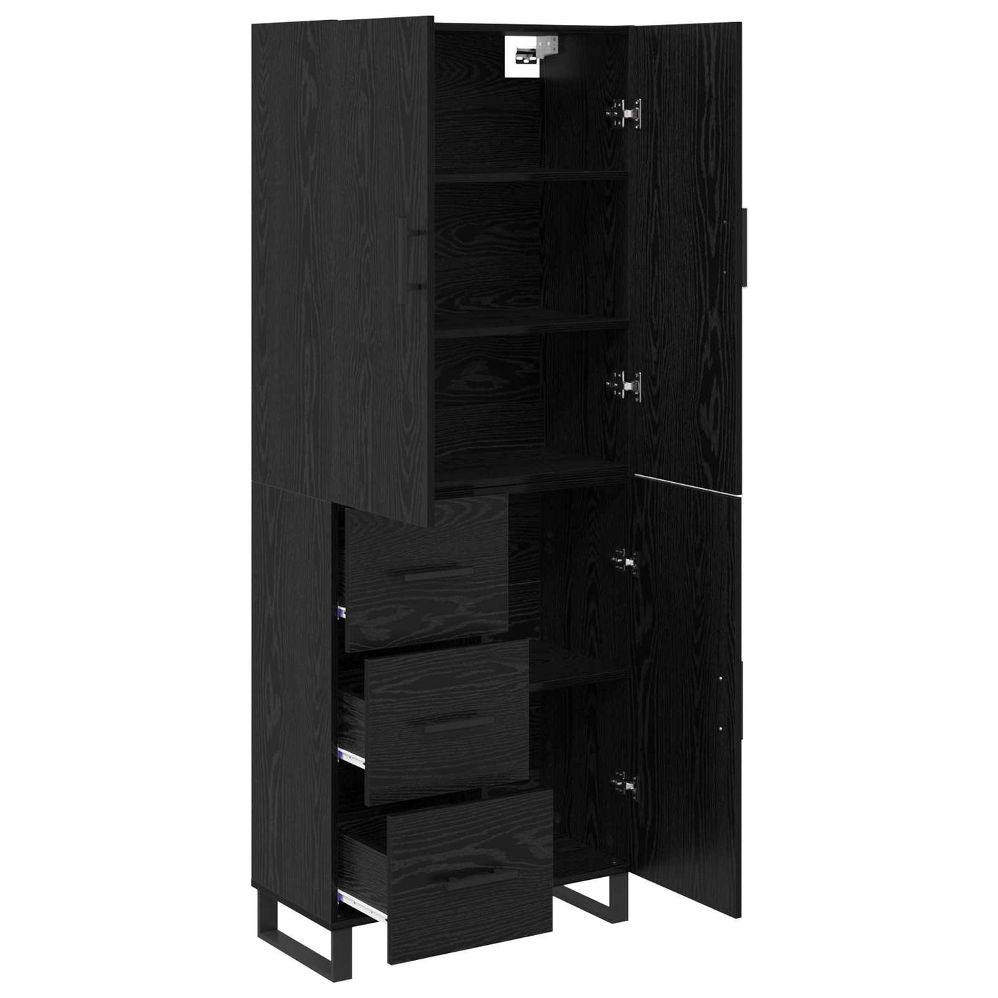 Highboard with Drawer 2 pcs Black Oak 69.5 x 34 x 180 cm