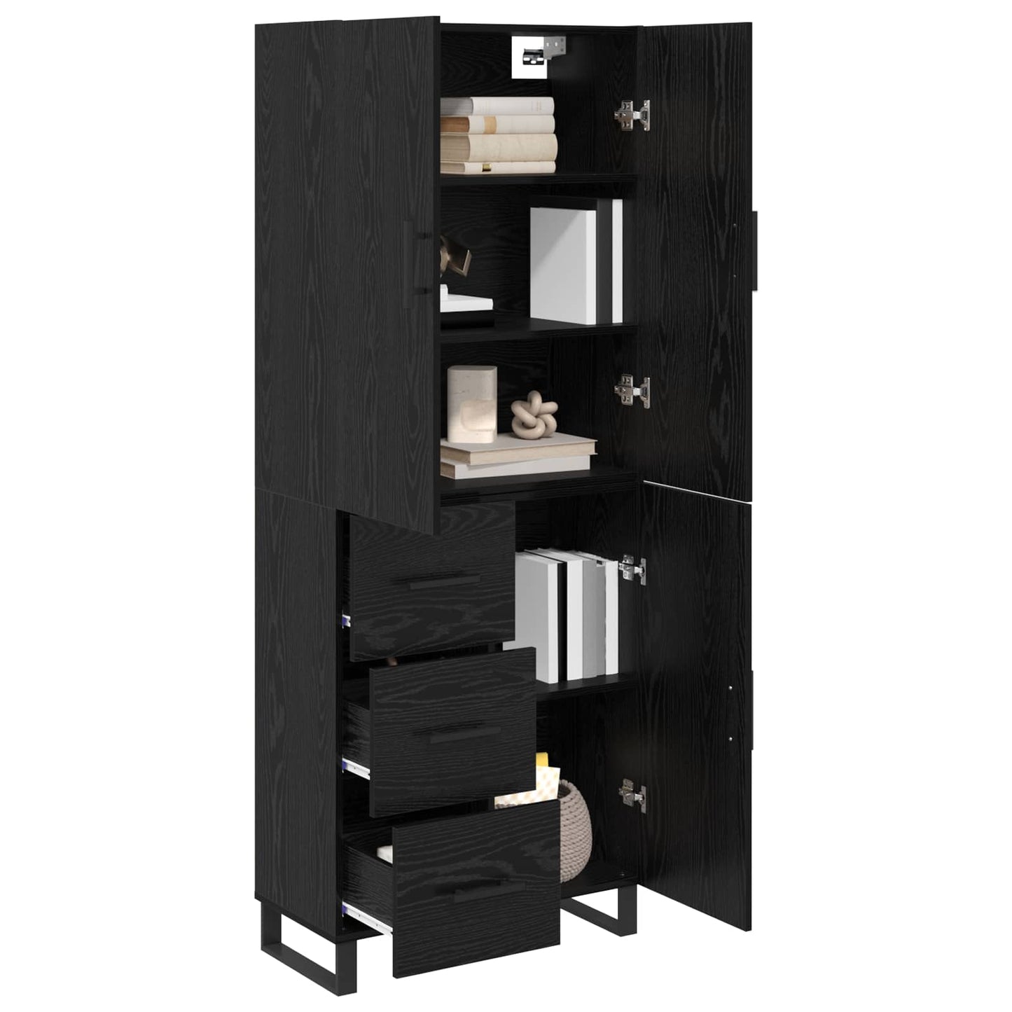Highboard with Drawer 2 pcs Black Oak 69.5 x 34 x 180 cm