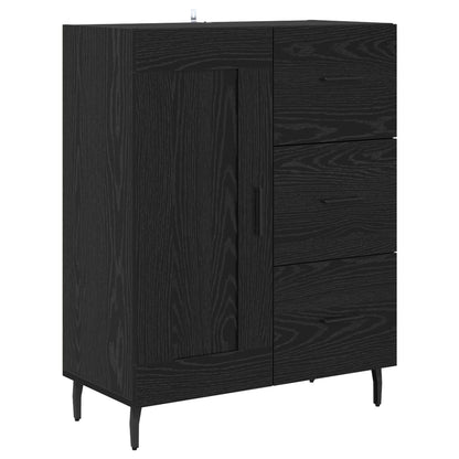Highboard with Drawer 2 pcs Black Oak Engineered Wood