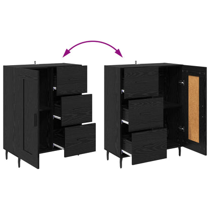 Highboard with Drawer 2 pcs Black Oak Engineered Wood