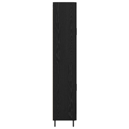Highboard with Drawer 2 pcs Black Oak Engineered Wood