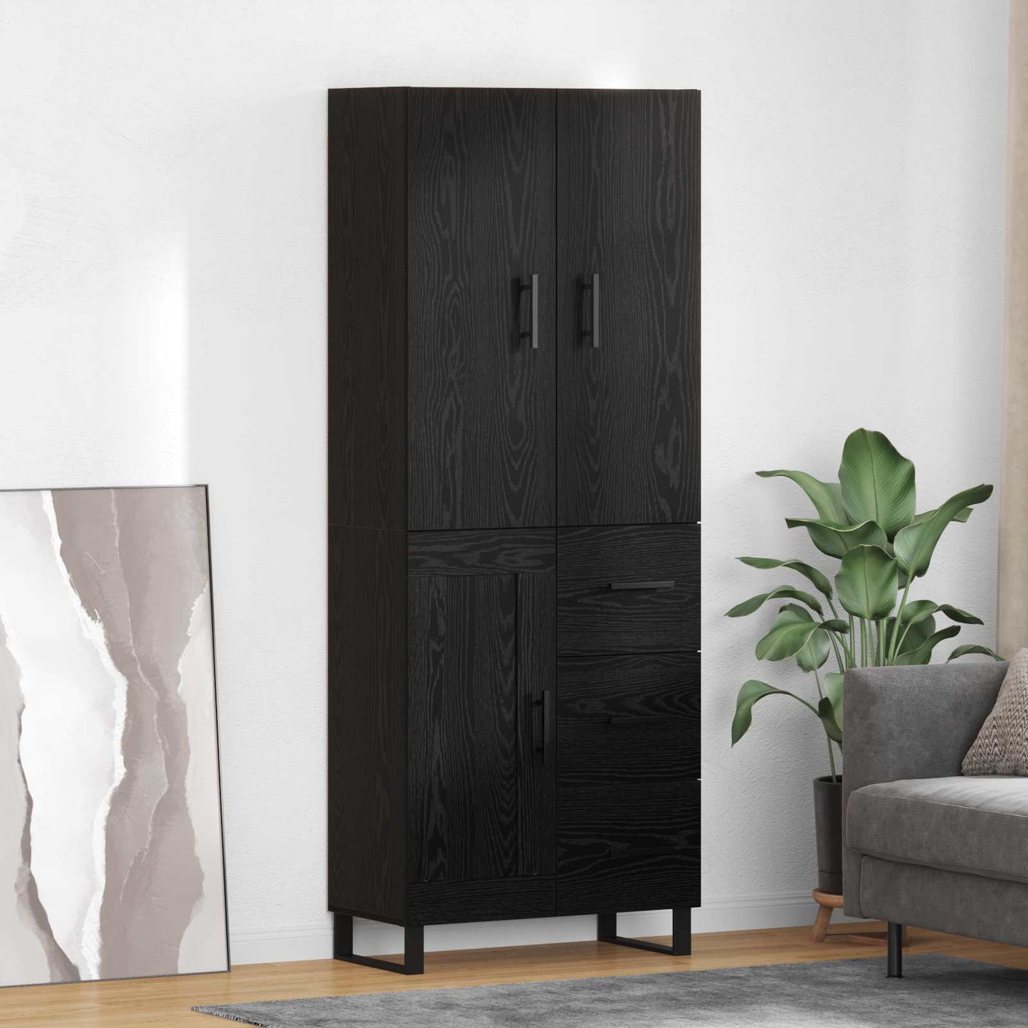 Highboard with Drawer 2 pcs Black Oak 69.5 x 34 x 180 cm