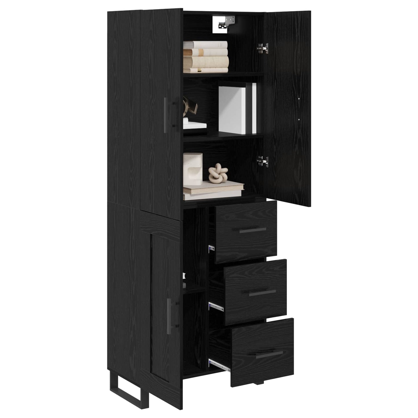 Highboard with Drawer 2 pcs Black Oak 69.5 x 34 x 180 cm