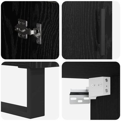 Highboard Black Oak 69.5 x 34 x 180 cm Engineered Wood