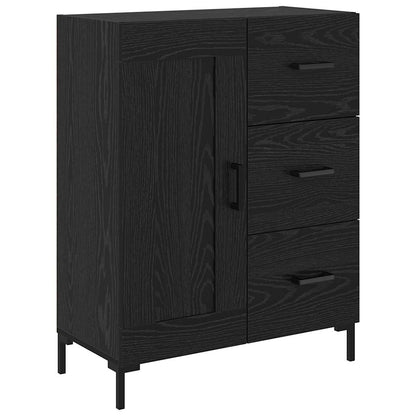 Highboard with Drawer 2 pcs Black Oak Engineered Wood