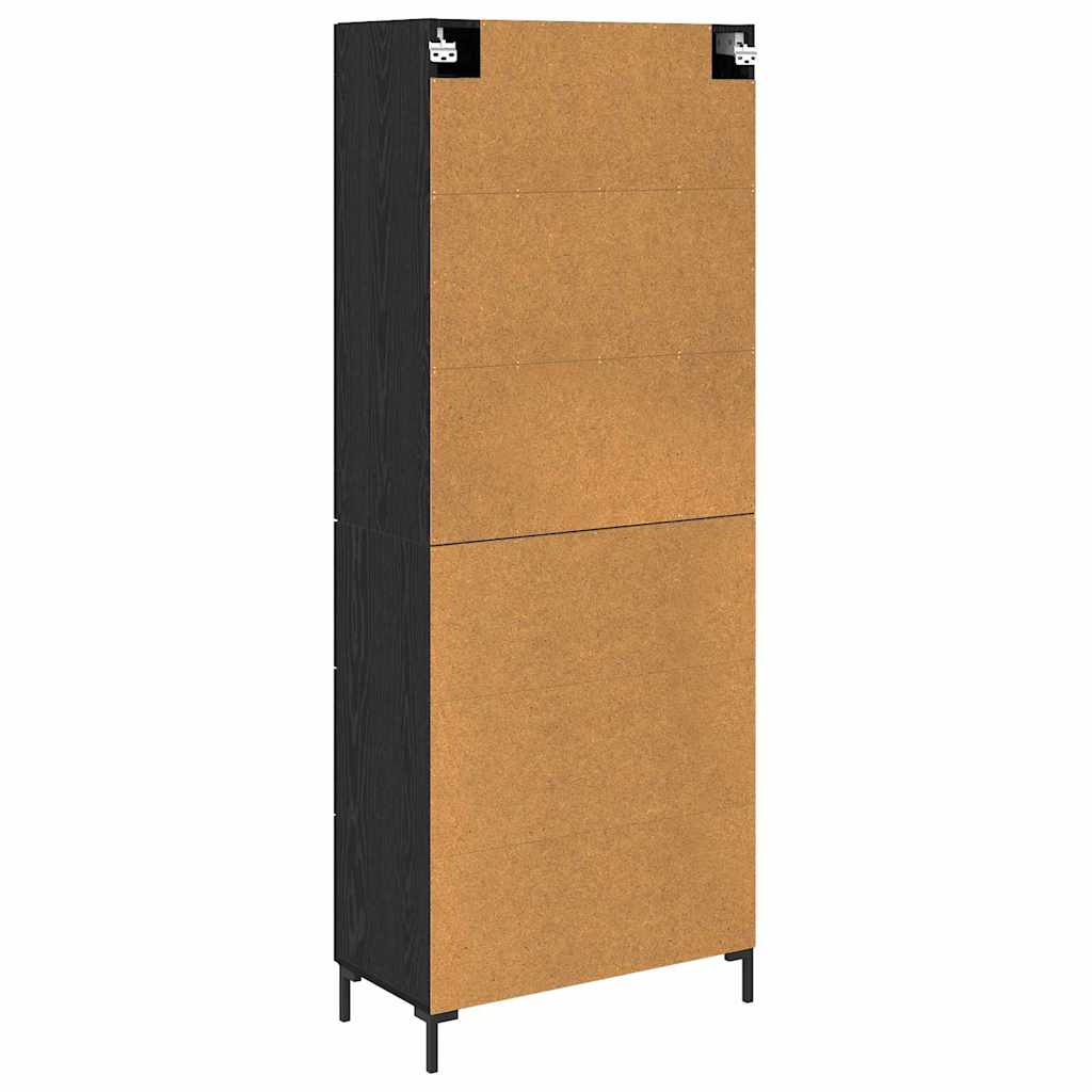 Highboard with Drawer 2 pcs Black Oak Engineered Wood
