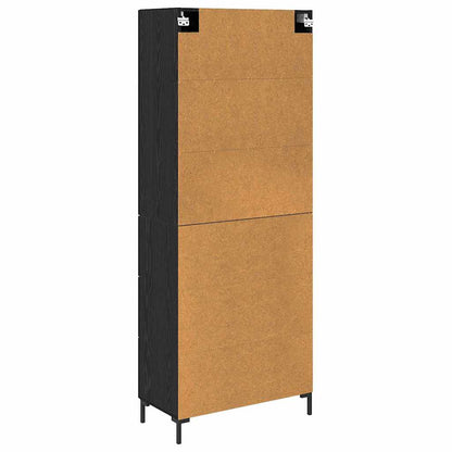 Highboard with Drawer 2 pcs Black Oak Engineered Wood