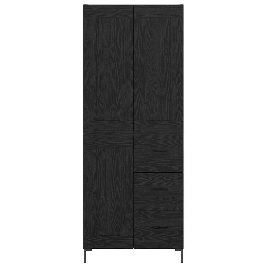Highboard with Drawer 2 pcs Black Oak Engineered Wood