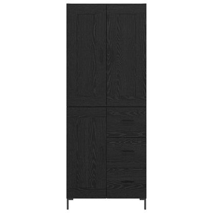 Highboard with Drawer 2 pcs Black Oak Engineered Wood