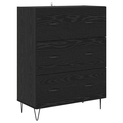 Highboard with Drawer 2 pcs Black Oak Engineered Wood