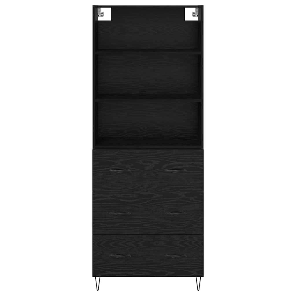Highboard with Drawer 2 pcs Black Oak Engineered Wood