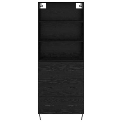 Highboard with Drawer 2 pcs Black Oak Engineered Wood