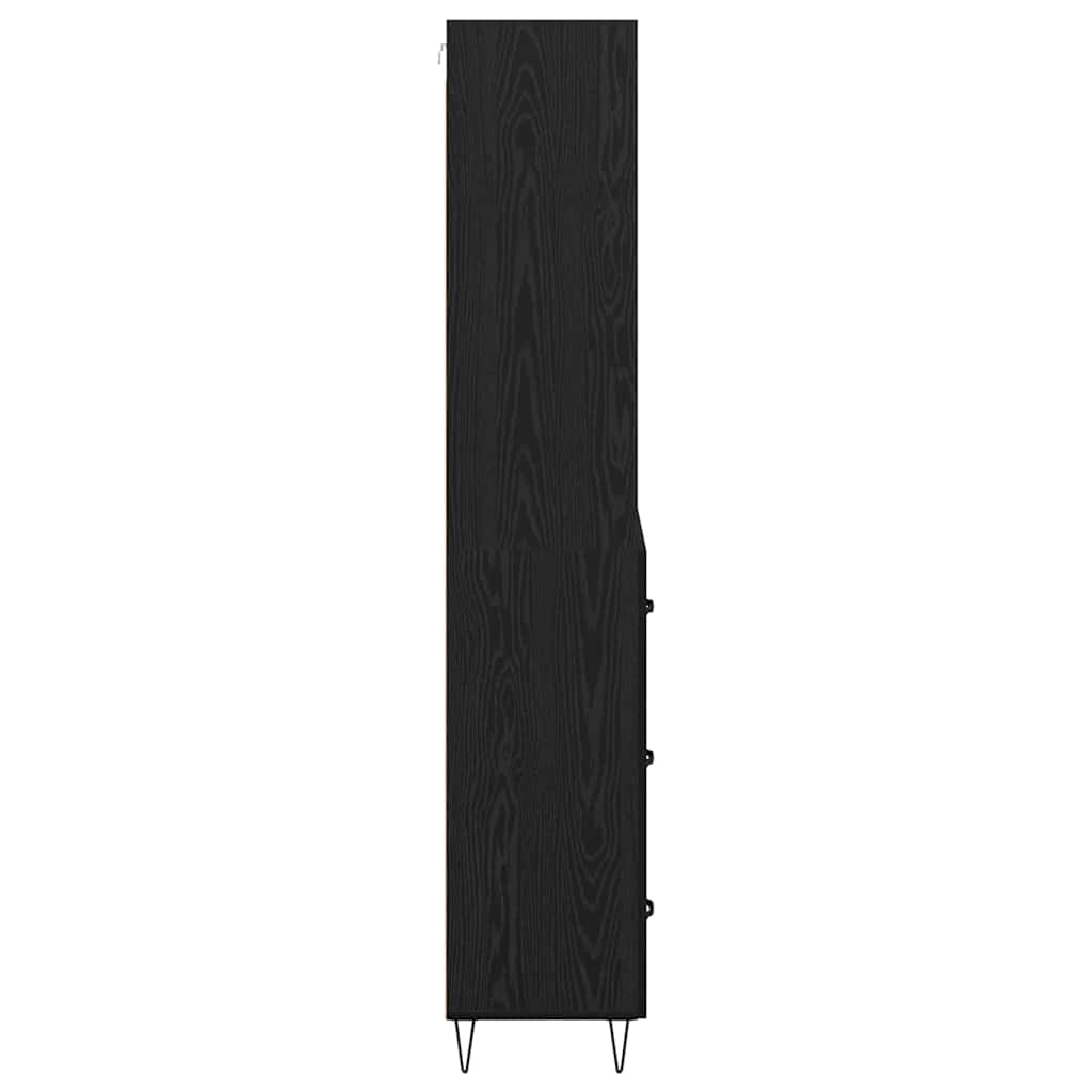 Highboard with Drawer 2 pcs Black Oak Engineered Wood