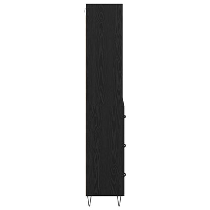 Highboard with Drawer 2 pcs Black Oak Engineered Wood