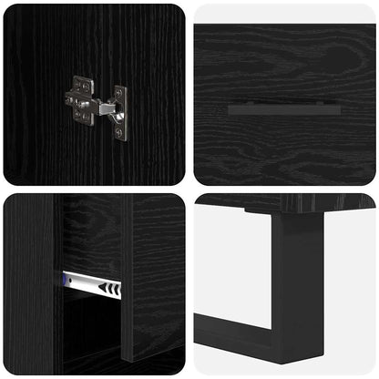 Highboard Black Oak 34.5 x 34 x 180 cm Engineered Wood