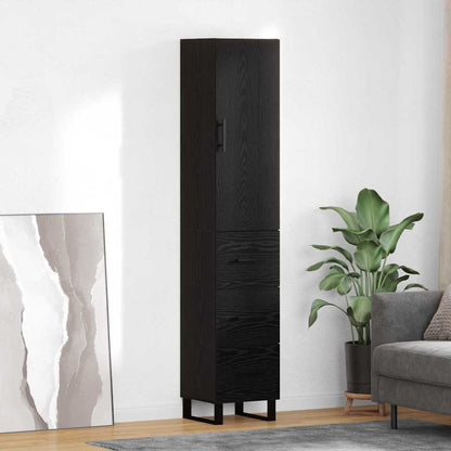 Highboard Black Oak 34.5 x 34 x 180 cm Engineered Wood