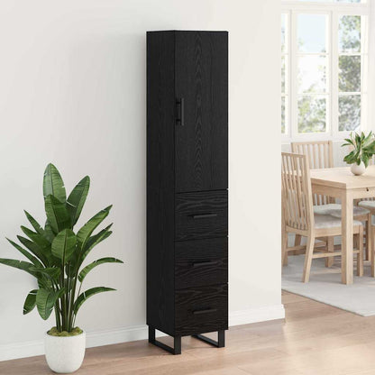 Highboard Black Oak 34.5 x 34 x 180 cm Engineered Wood