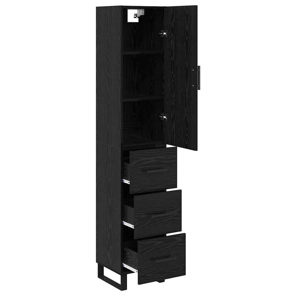 Highboard Black Oak 34.5 x 34 x 180 cm Engineered Wood