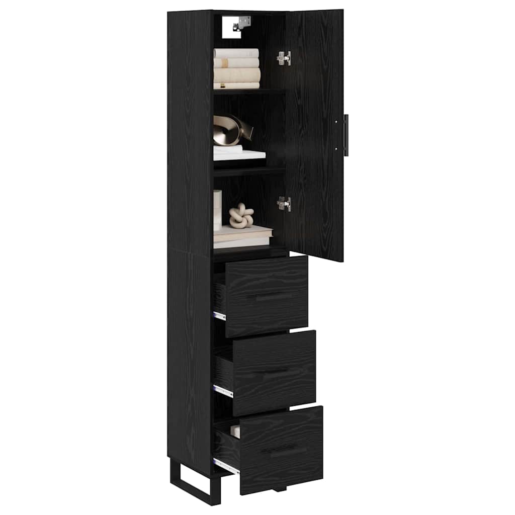 Highboard Black Oak 34.5 x 34 x 180 cm Engineered Wood